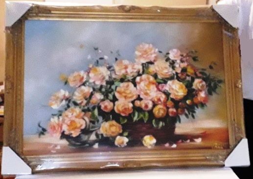 Olejomalba - Růže 73x104cm zlatý rám